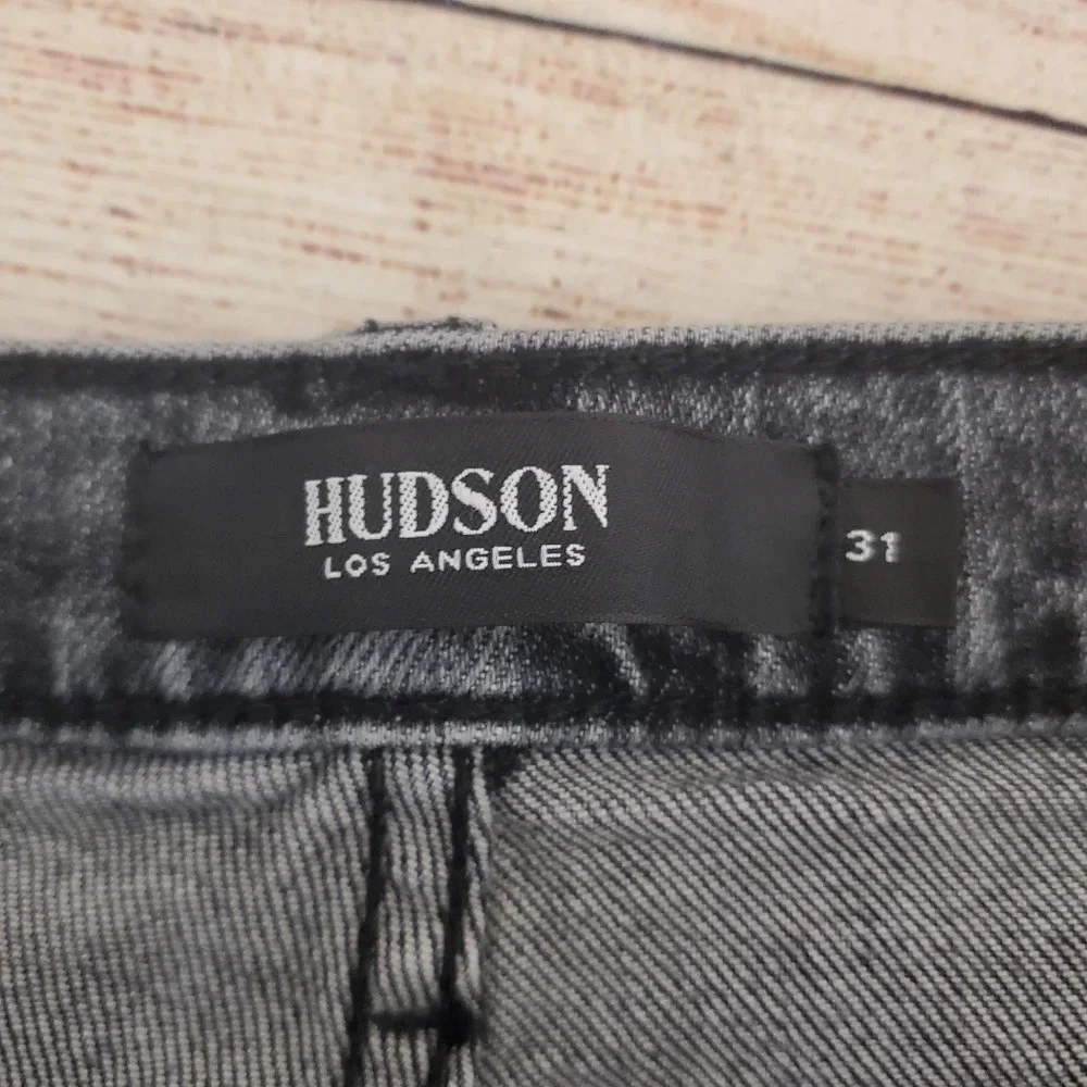 Hudson Womens Size 31x28 Black Holly Straight Leg Distressed Jeans          #238 - Picture 11 of 13